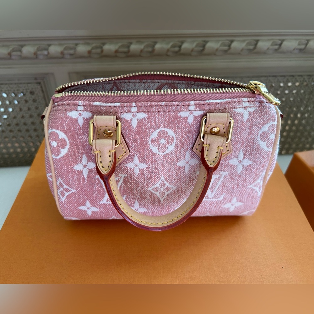 *NEW* Louis Vuitton Rose Pink Denim Nano Speedy - Picture 6 of 16
